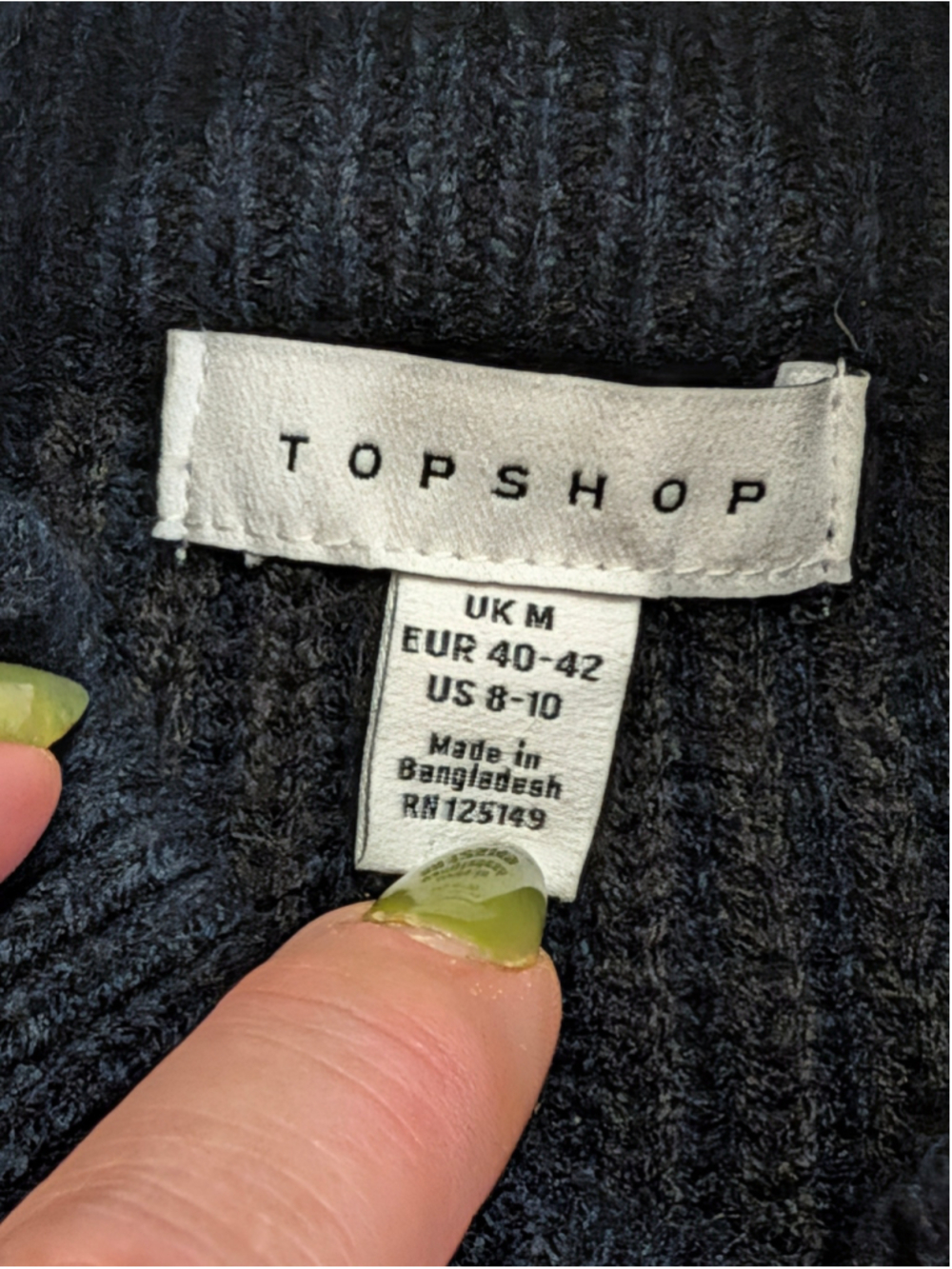 Topshop Ribbed Mock Neck Oversized Boxy Sweater Navy Size Medium - Picture 4 of 12
